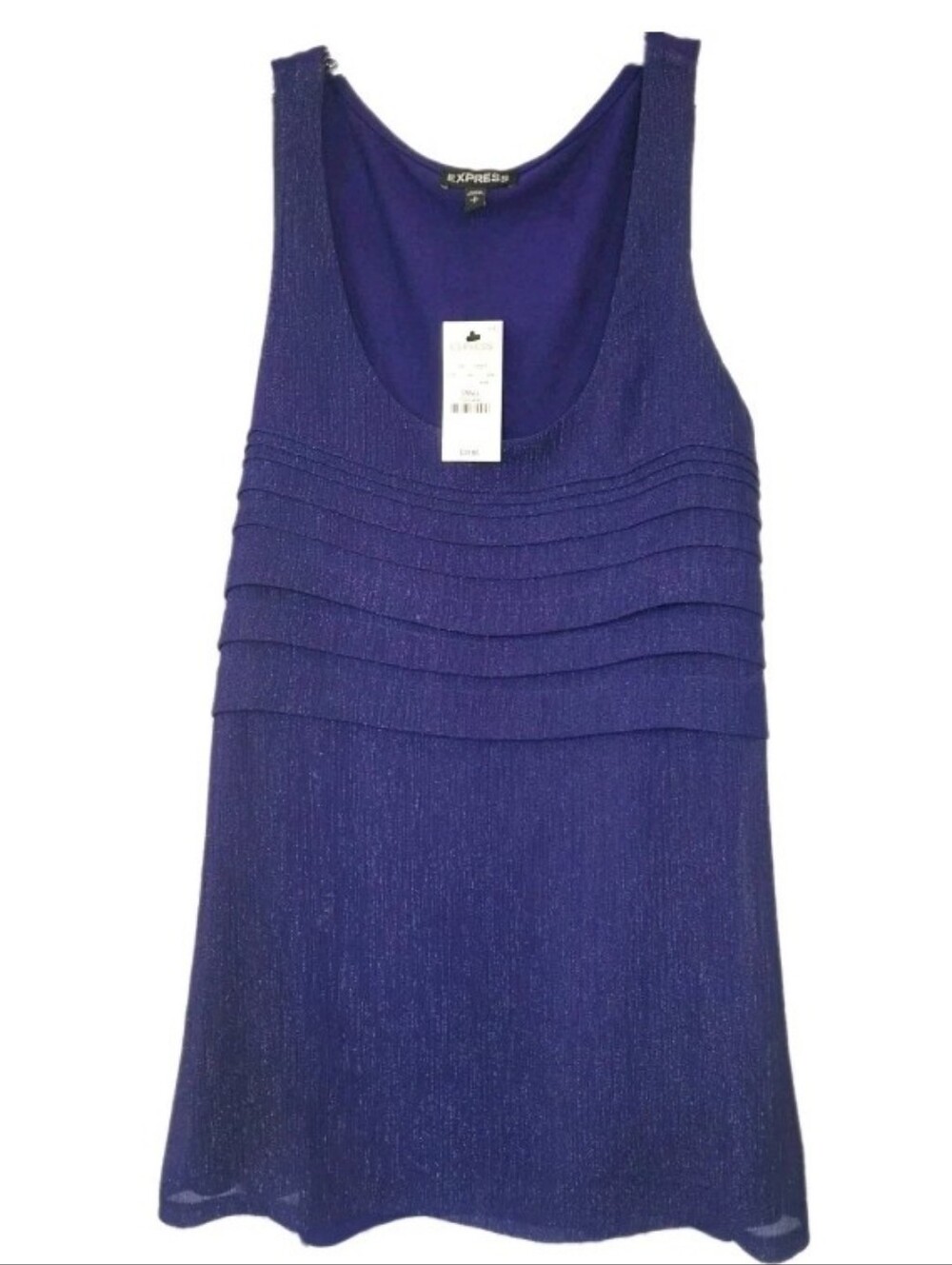 Express Tiered Shimmer Tank Womens Size S Purple Metallic Y2K Inspired New